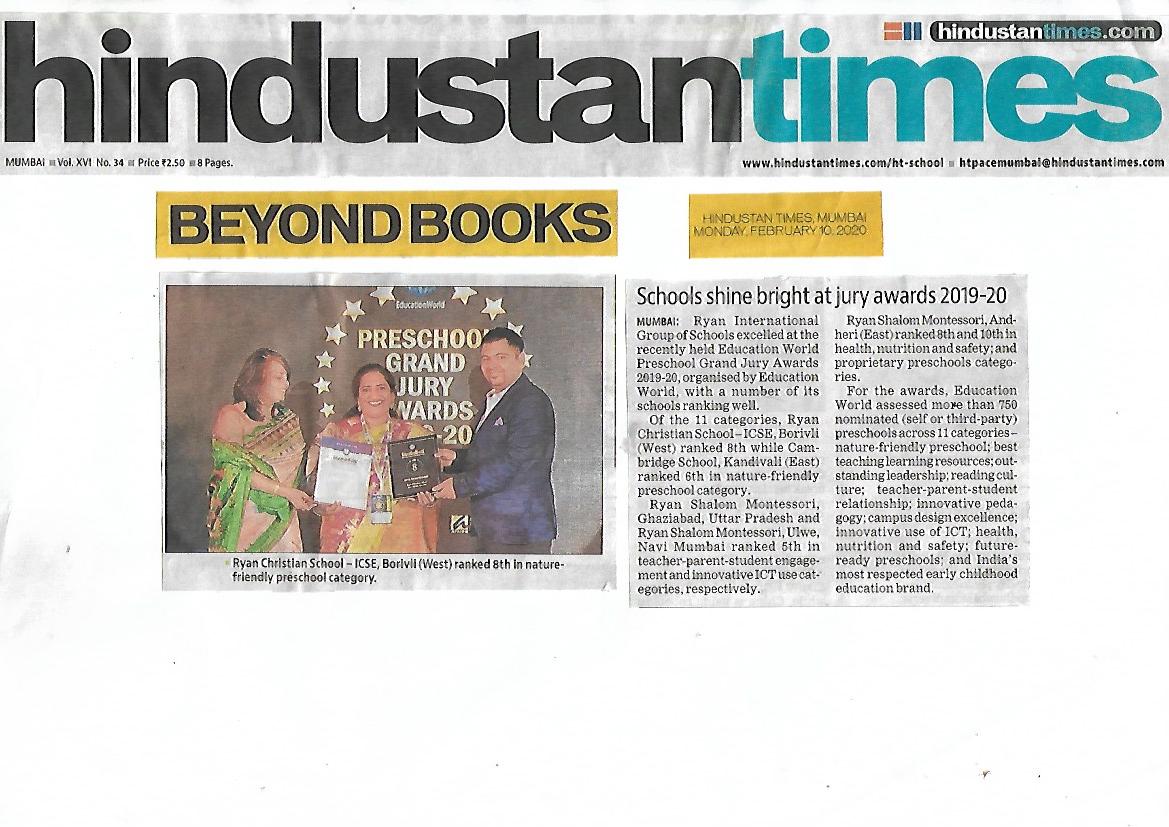 Education World Jury Award was featured in Hindustan Times